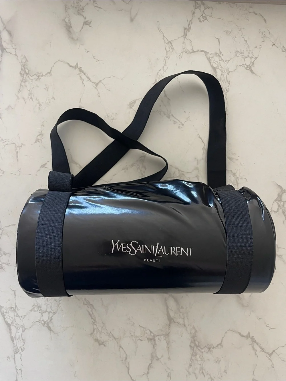 Yves Saint Laurent Lash Latex MascayBlack Patent Barrel Shoulder Bag PR PACKAGE
